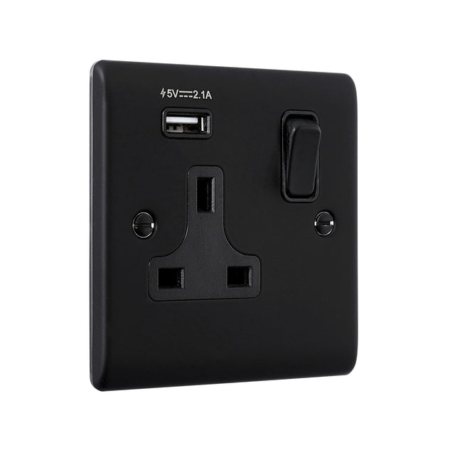 13A 1G DP Switched Socket with 2.1V USB