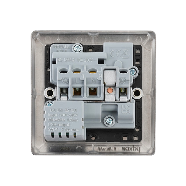 13A 1G DP Switched Socket with 2.1V USB