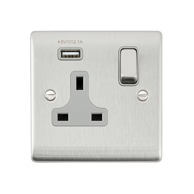 13A 1G DP Switched Socket with 2.1V USB