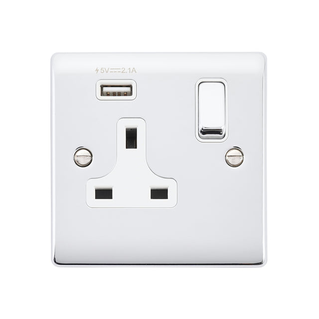 13A 1G DP Switched Socket with 2.1V USB