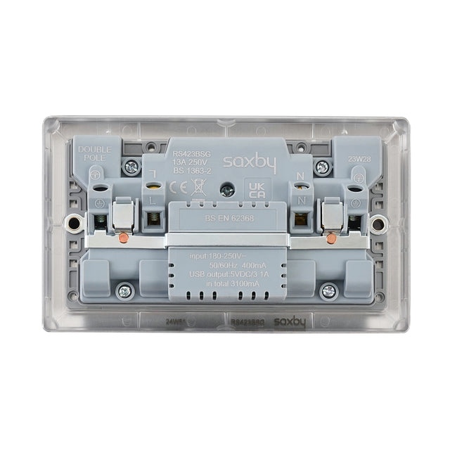 13A 2G DP Switched Socket with twin 5V USB
