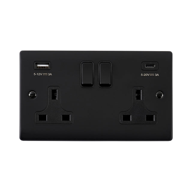 13A 2G DP Switched Socket with 45W USB A+C