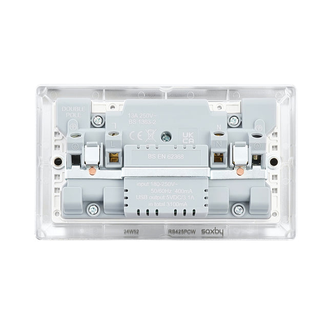 13A 2G DP Switched Socket with 15.5W USB A+C