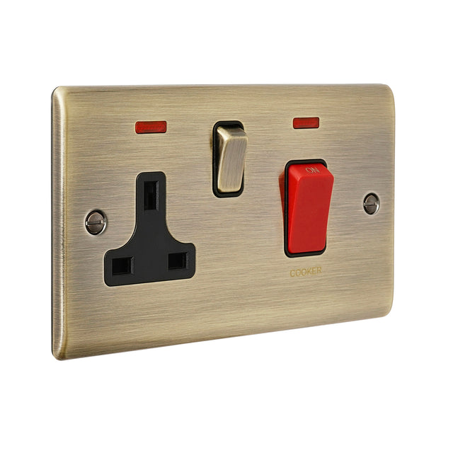 45A DP Cooker Switch with 13A Socket with Neon
