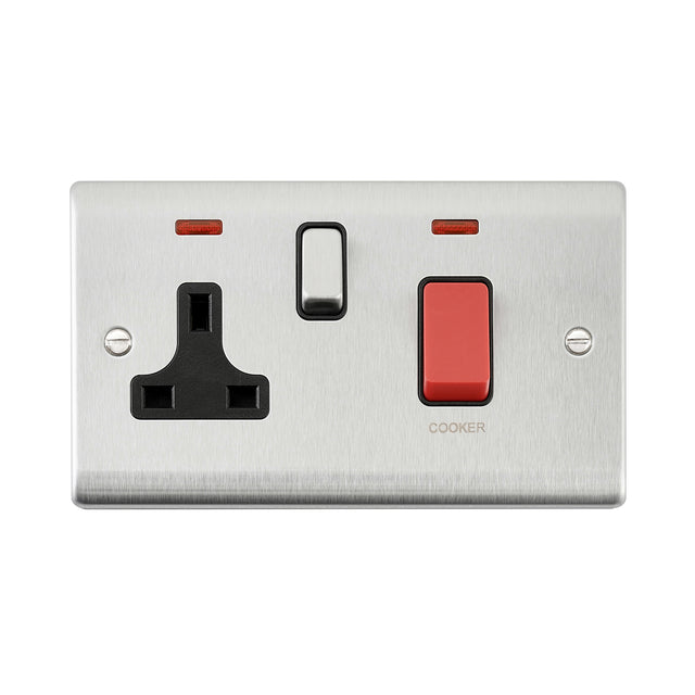 45A DP Cooker Switch with 13A Socket with Neon