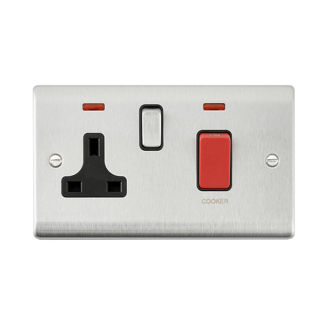 45A DP Cooker Switch with 13A Socket with Neon