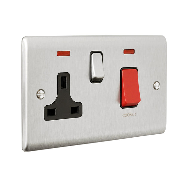 45A DP Cooker Switch with 13A Socket with Neon