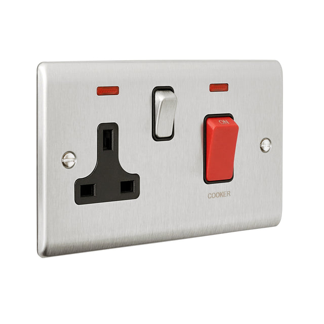 45A DP Cooker Switch with 13A Socket with Neon