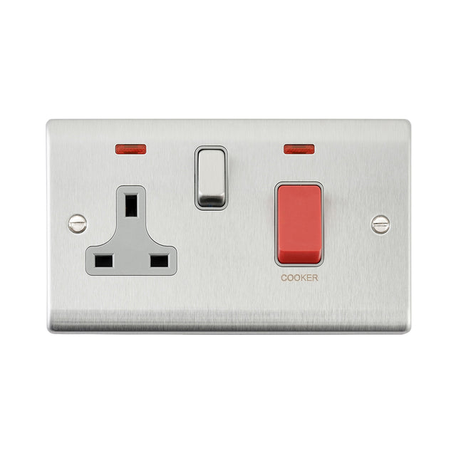 45A DP Cooker Switch with 13A Socket with Neon