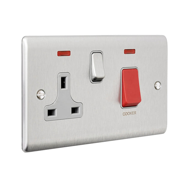 45A DP Cooker Switch with 13A Socket with Neon