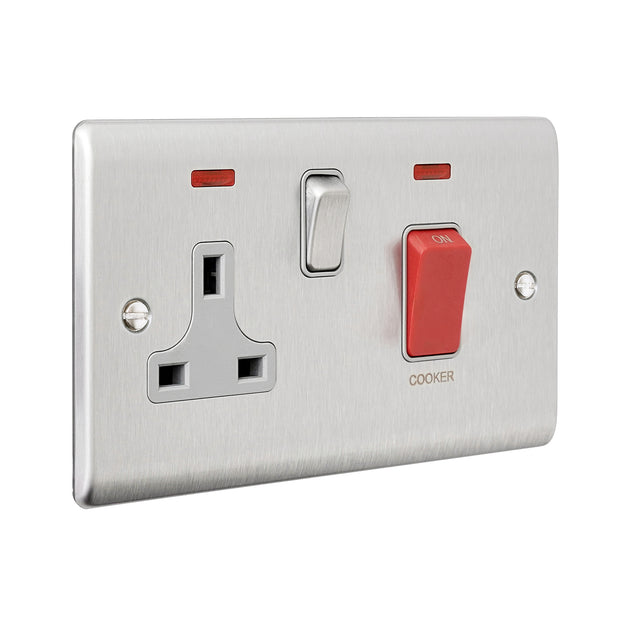 45A DP Cooker Switch with 13A Socket with Neon