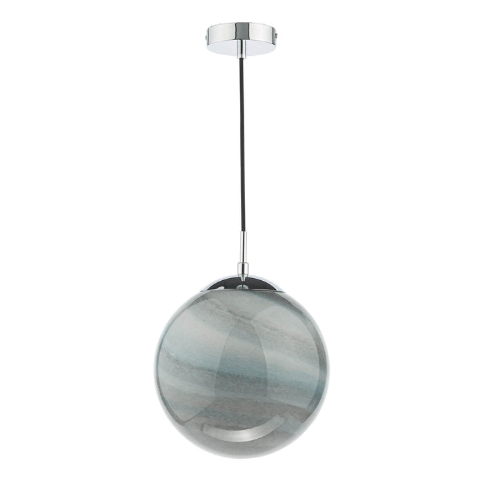 Saturn Pendant Planet Style Glass and Polished Chrome