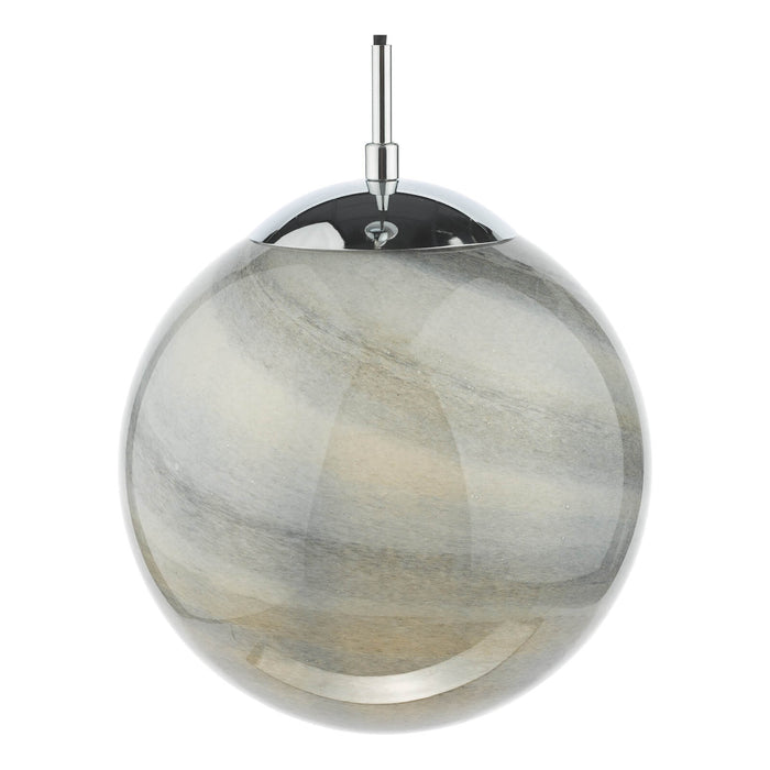 Saturn Pendant Planet Style Glass and Polished Chrome