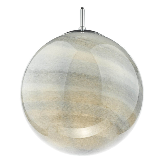 Saturn Pendant Planet Style Glass and Polished Chrome