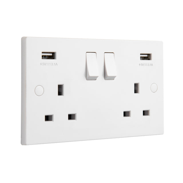 13A 2G DP Switched Socket with twin 5V USB