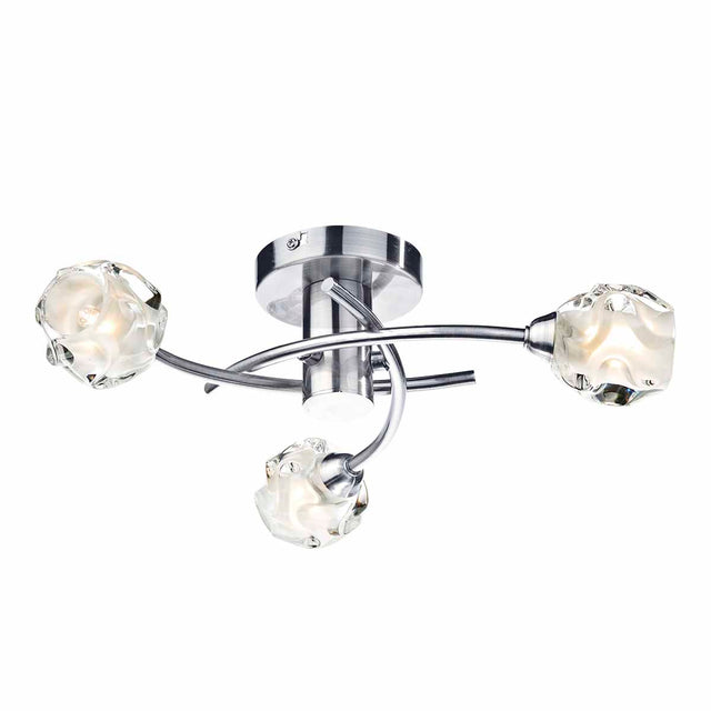 Seattle 3 Light Flush Satin Chrome Glass