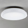 Ip44 Led White, Frosted Diffuser That Ensures Soft, Even Light Distribution. Around The Edge, There'S A Decorative Translucent Band With A Geometric Pattern, Adding A Modern Aesthetic To The Fixture.