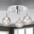 3*3W Ip44 Reyna Semi Flush Chrome C/W Smoke Glass