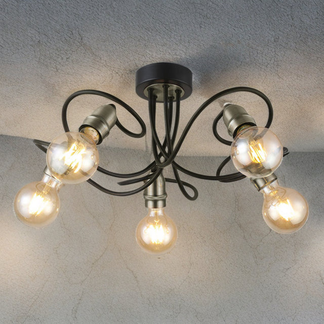 Black W/ Antique Brass Trias Surface Fitting (Lamp Not Included)
