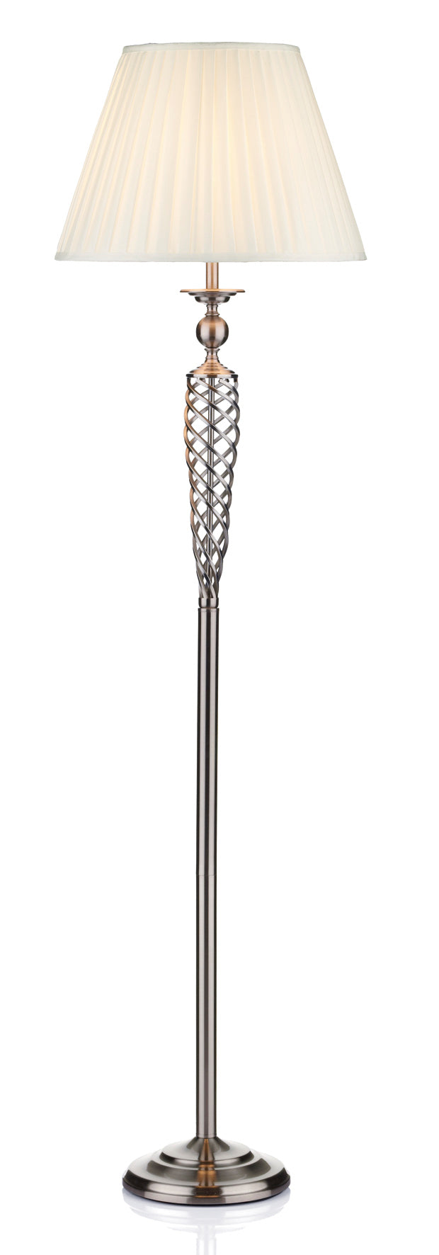 Siam Floor Lamp Satin Chrome With Shade