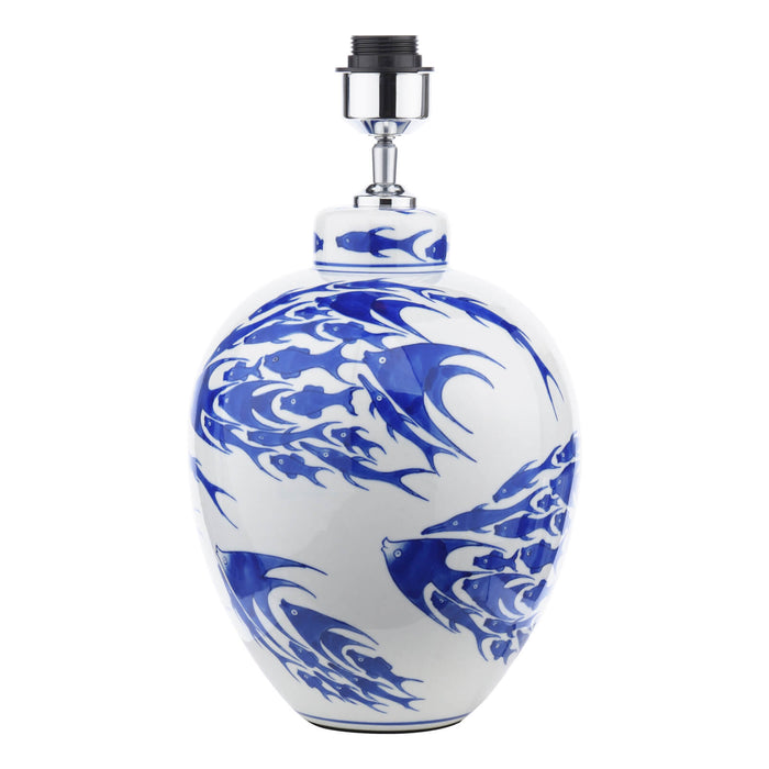 Simone Ceramic Table Lamp Blue & White Fish Pattern Base Only