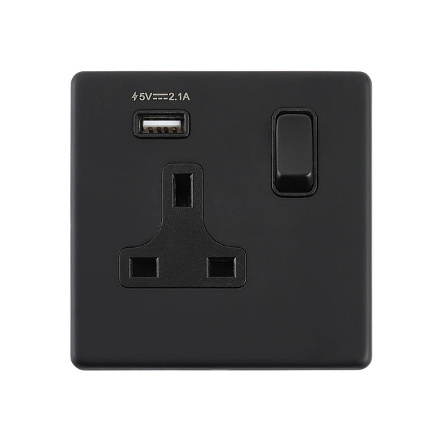 13A 1G DP Switched Socket with 2.1V USB