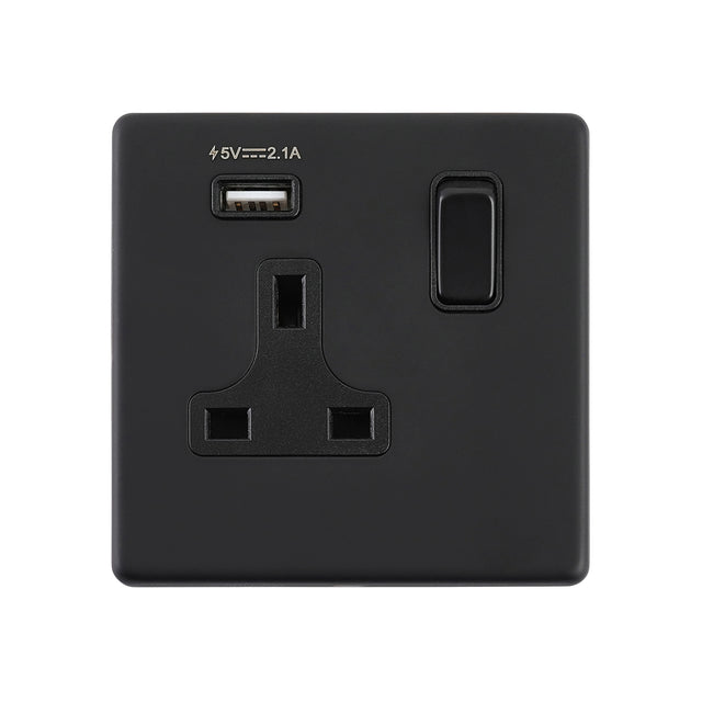 13A 1G DP Switched Socket with 2.1V USB