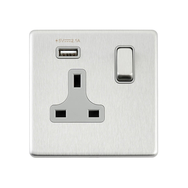 13A 1G DP Switched Socket with 2.1V USB