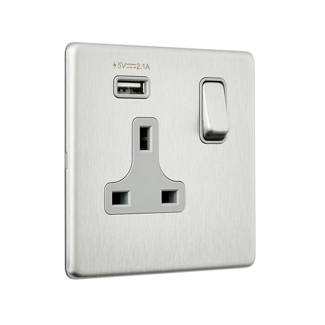 13A 1G DP Switched Socket with 2.1V USB