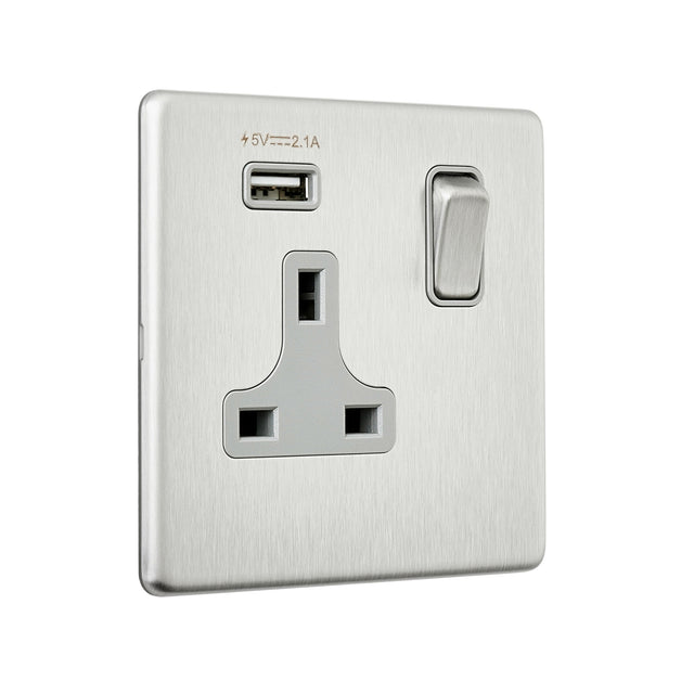 13A 1G DP Switched Socket with 2.1V USB