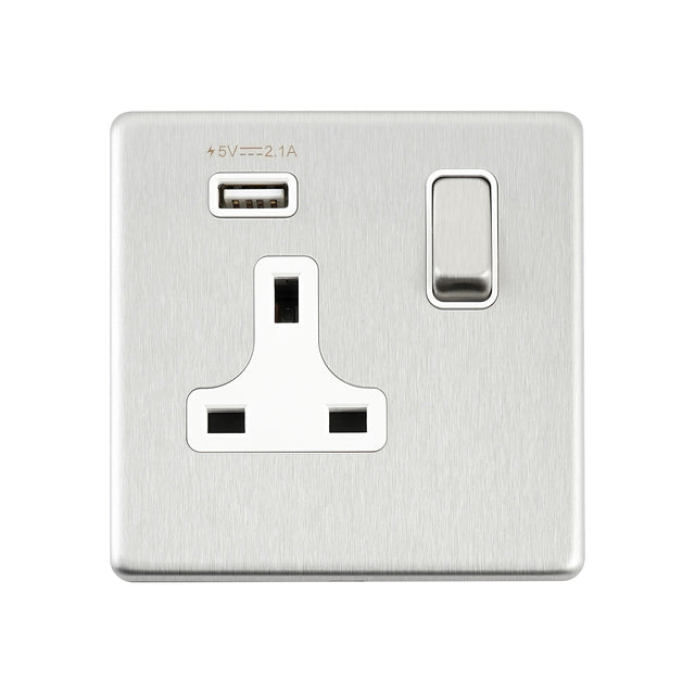 13A 1G DP Switched Socket with 2.1V USB