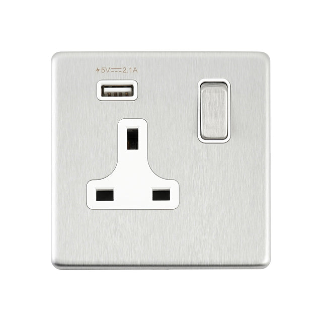 13A 1G DP Switched Socket with 2.1V USB