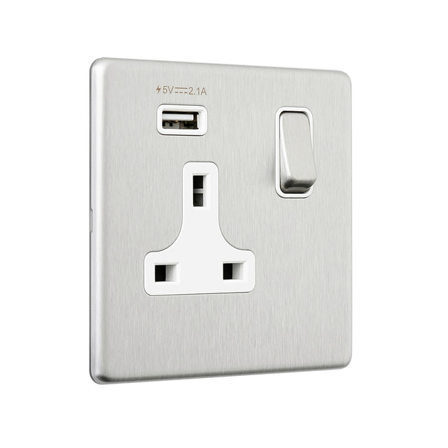 13A 1G DP Switched Socket with 2.1V USB