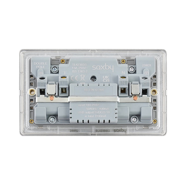 13A 2G DP Switched Socket with twin 5V USB