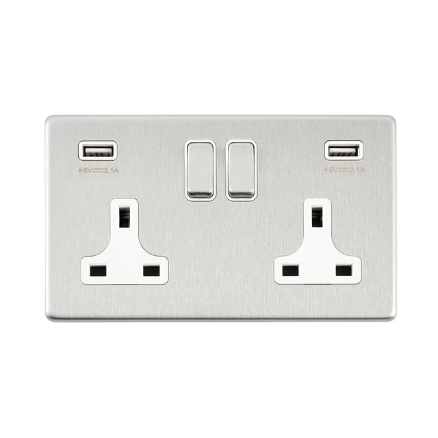 13A 2G DP Switched Socket with twin 5V USB
