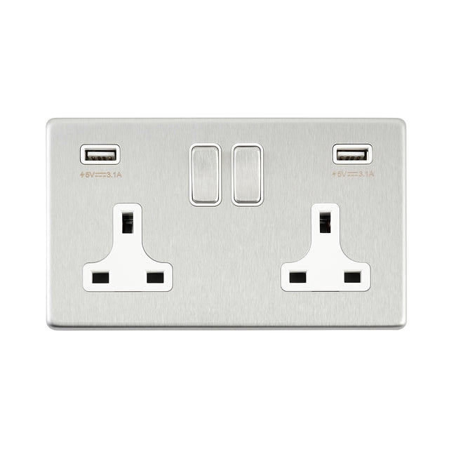 13A 2G DP Switched Socket with twin 5V USB