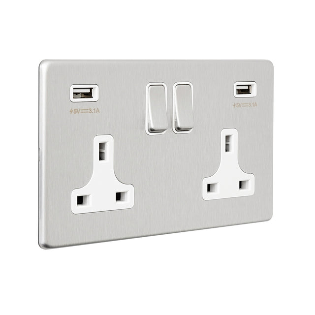 13A 2G DP Switched Socket with twin 5V USB