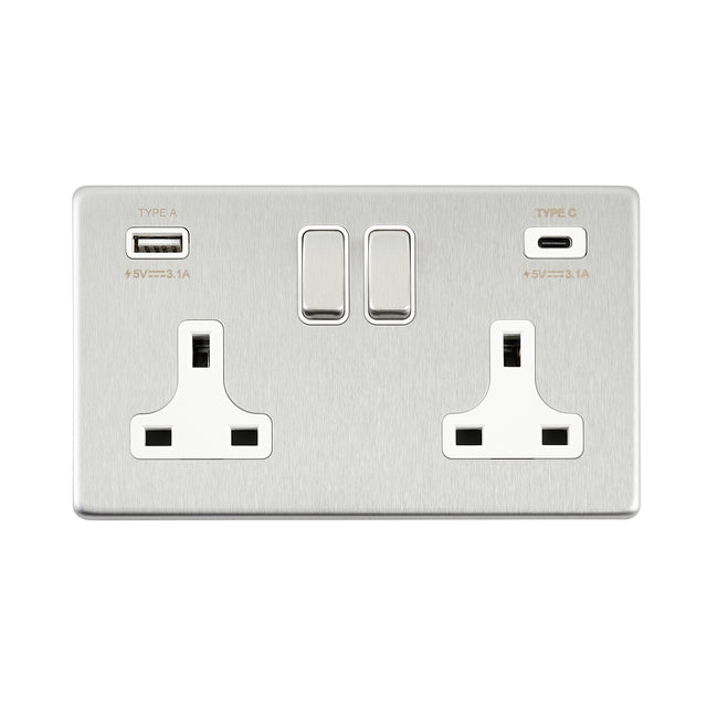 13A 2G DP Switched Socket with 15.5W USB A+C