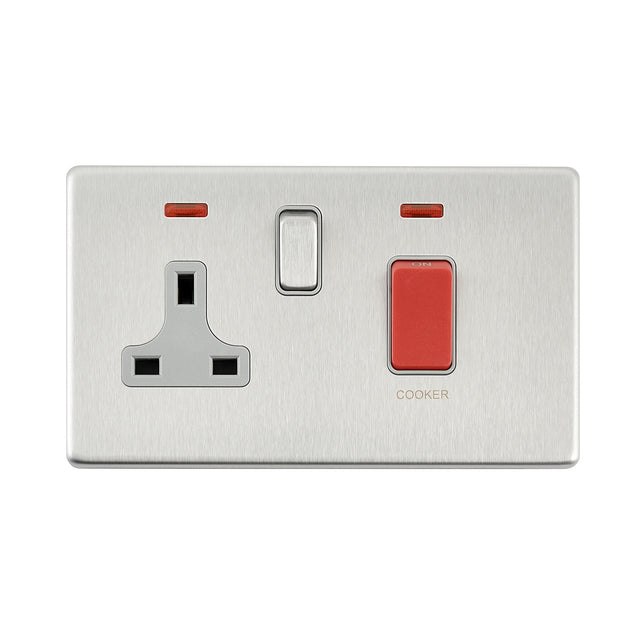 45A DP Cooker Switch with 13A Socket with Neon