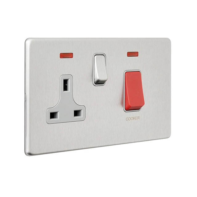 45A DP Cooker Switch with 13A Socket with Neon