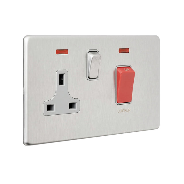 45A DP Cooker Switch with 13A Socket with Neon