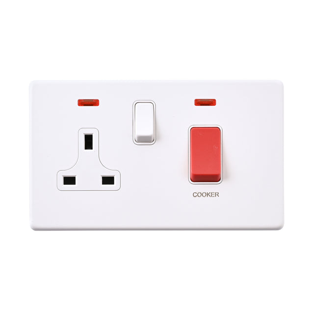 45A DP Cooker Switch with 13A Socket with Neon