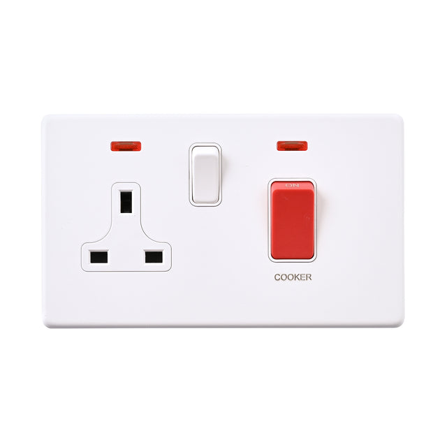 45A DP Cooker Switch with 13A Socket with Neon