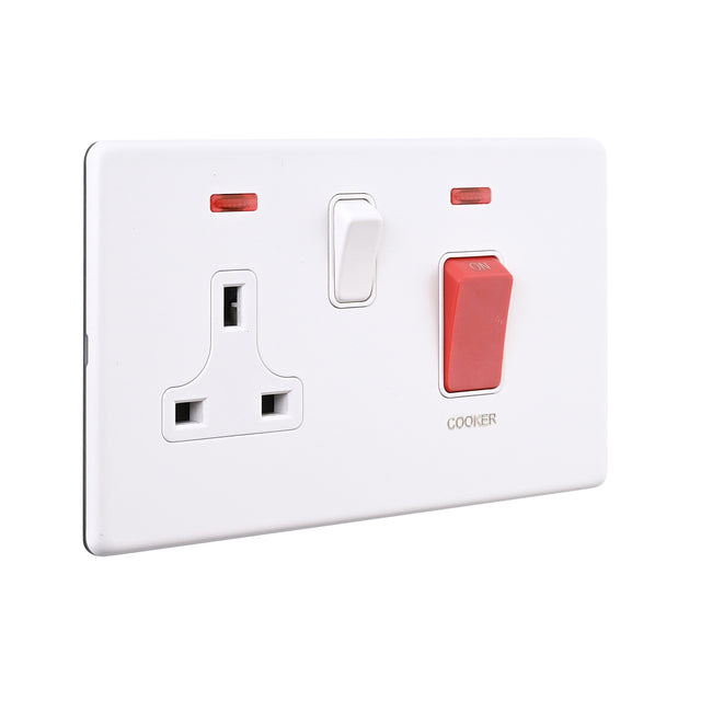 45A DP Cooker Switch with 13A Socket with Neon