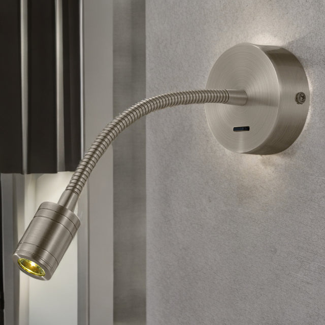 W Led Flexi Arm Reading Spot Light In Satin Nickel