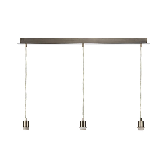 3 Light Satin Chrome E27 Suspension With Clear Cable