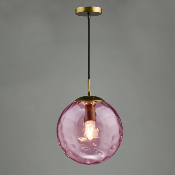 Ripple Single Pendant Bronze and Pink Glass