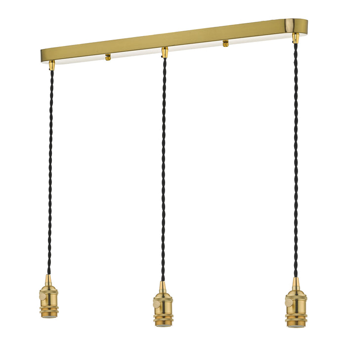 3 Light Bar Suspension Brass With Black Cable