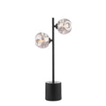 Spiral 2Lt Table Lamp Black Complete With Organic Ball Gls Smoked
