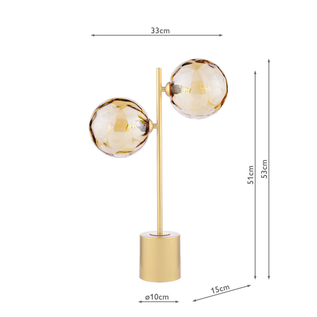 Spiral 2 Light Table Lamp Matt Gold & Champagne Dimpled Glass